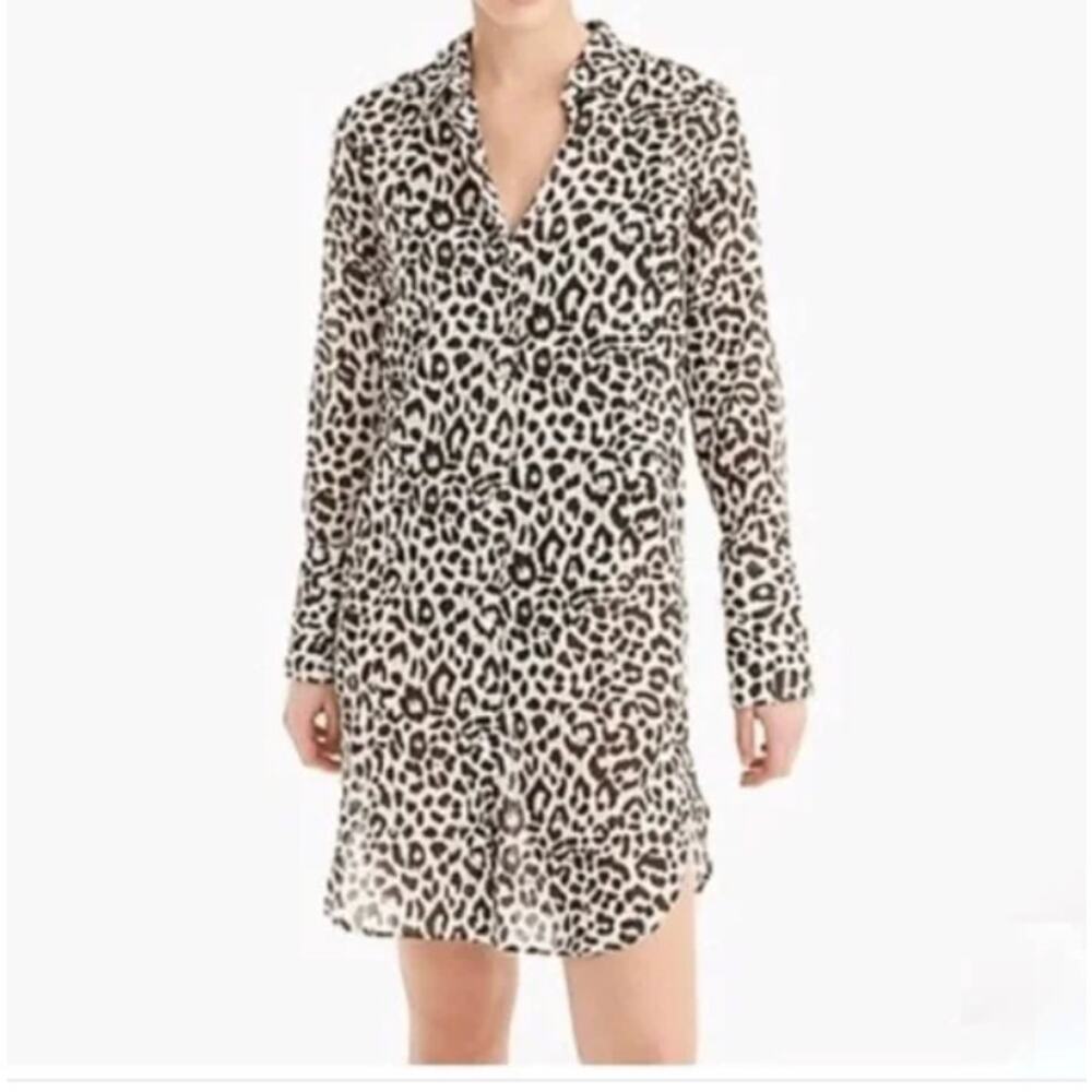 J.Crew Leopard Print Swim Cover Up Dress Sheer Lightweight Size Small NWT